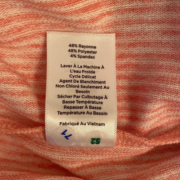 Talbots SOFT Scoop Neck Cap Sleeve Shift Dress Dress Pink White Stripe Sz MP - Picture 7 of 7